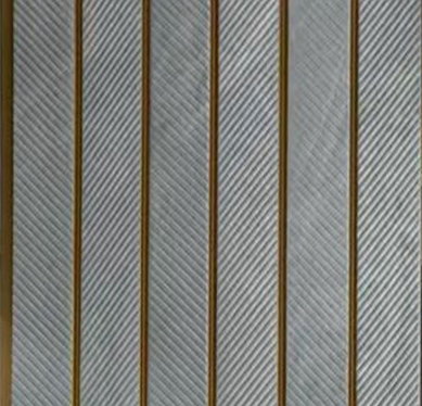 Light grey stone-look louver with diagonal ridges and gold strips, MN-9801