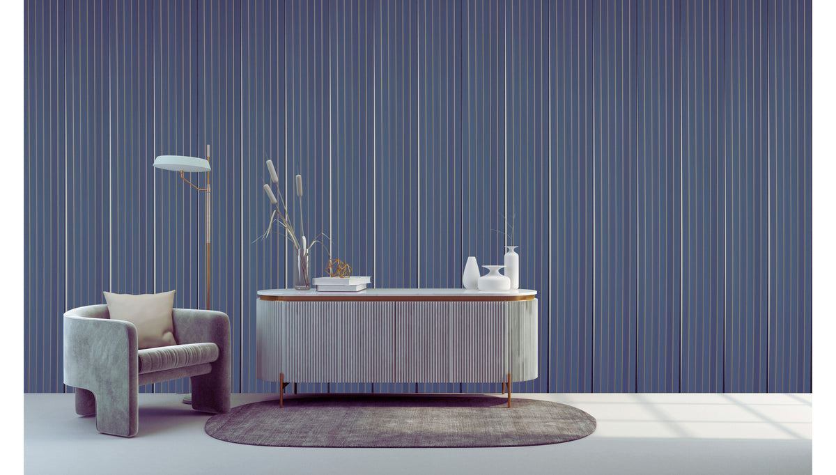 Slate blue louver with diagonal ridges and gold strips, MN-9806
