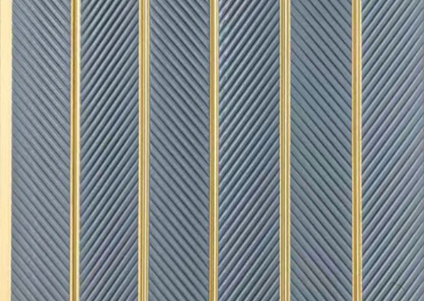 Slate blue louver with diagonal ridges and gold strips, MN-9806