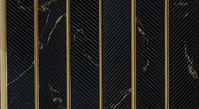 Black marble-look louver with gold veins and gold strips, MN-9807