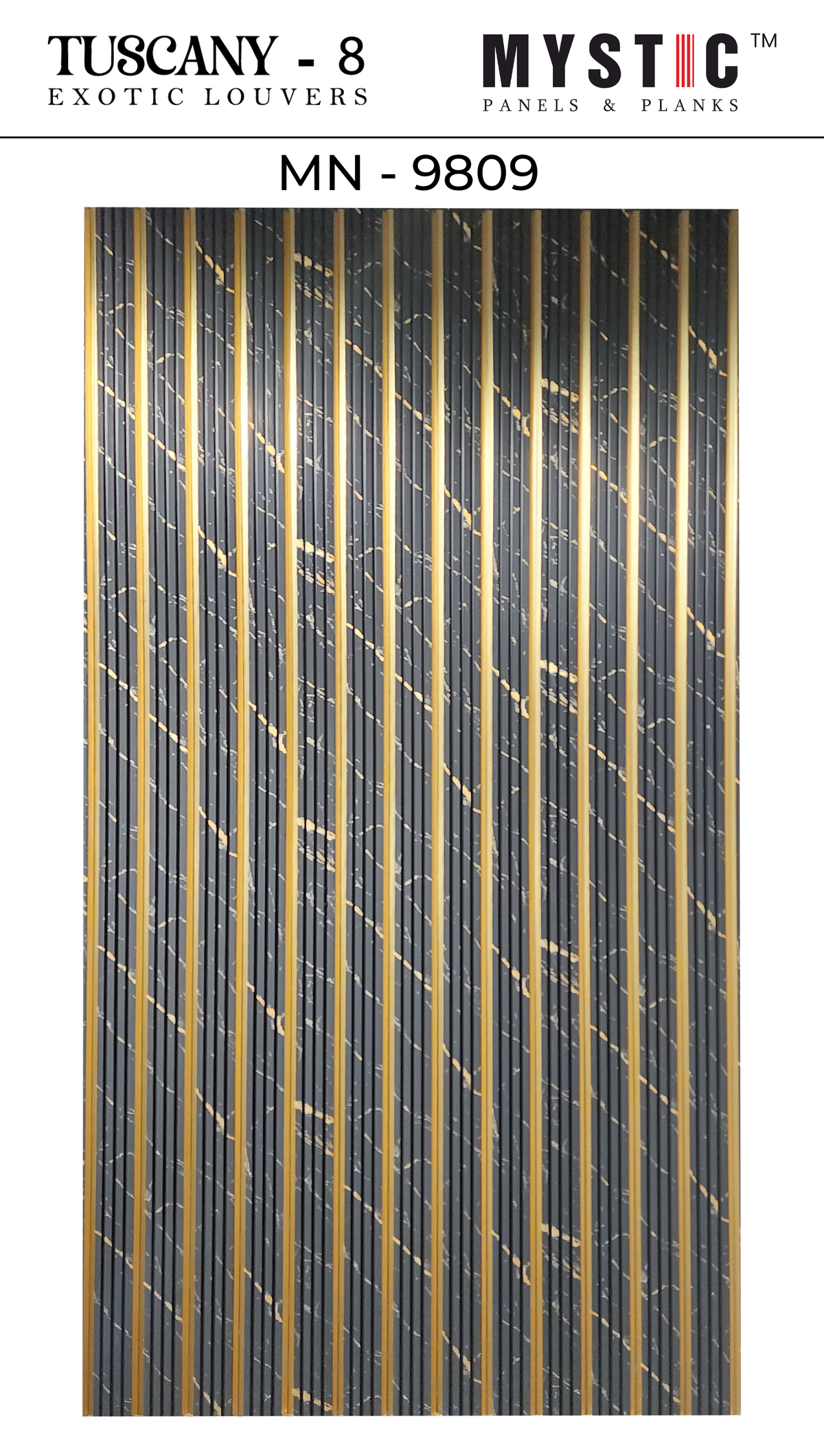 Black marble louver with gold veins and gold strips, MN-9809
