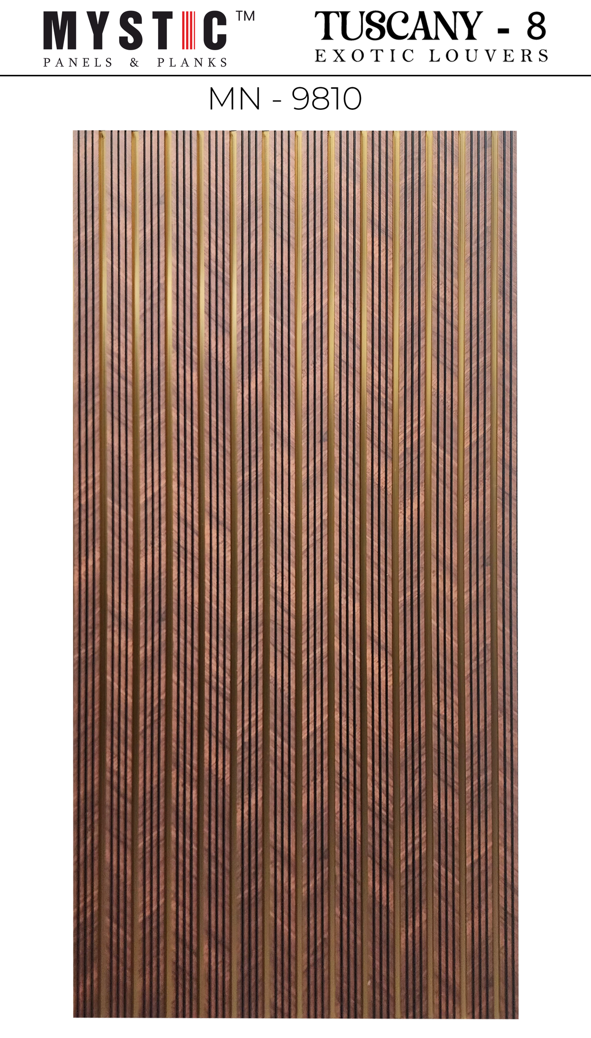 Rosewood-grain louver with gold strips, MN-9810