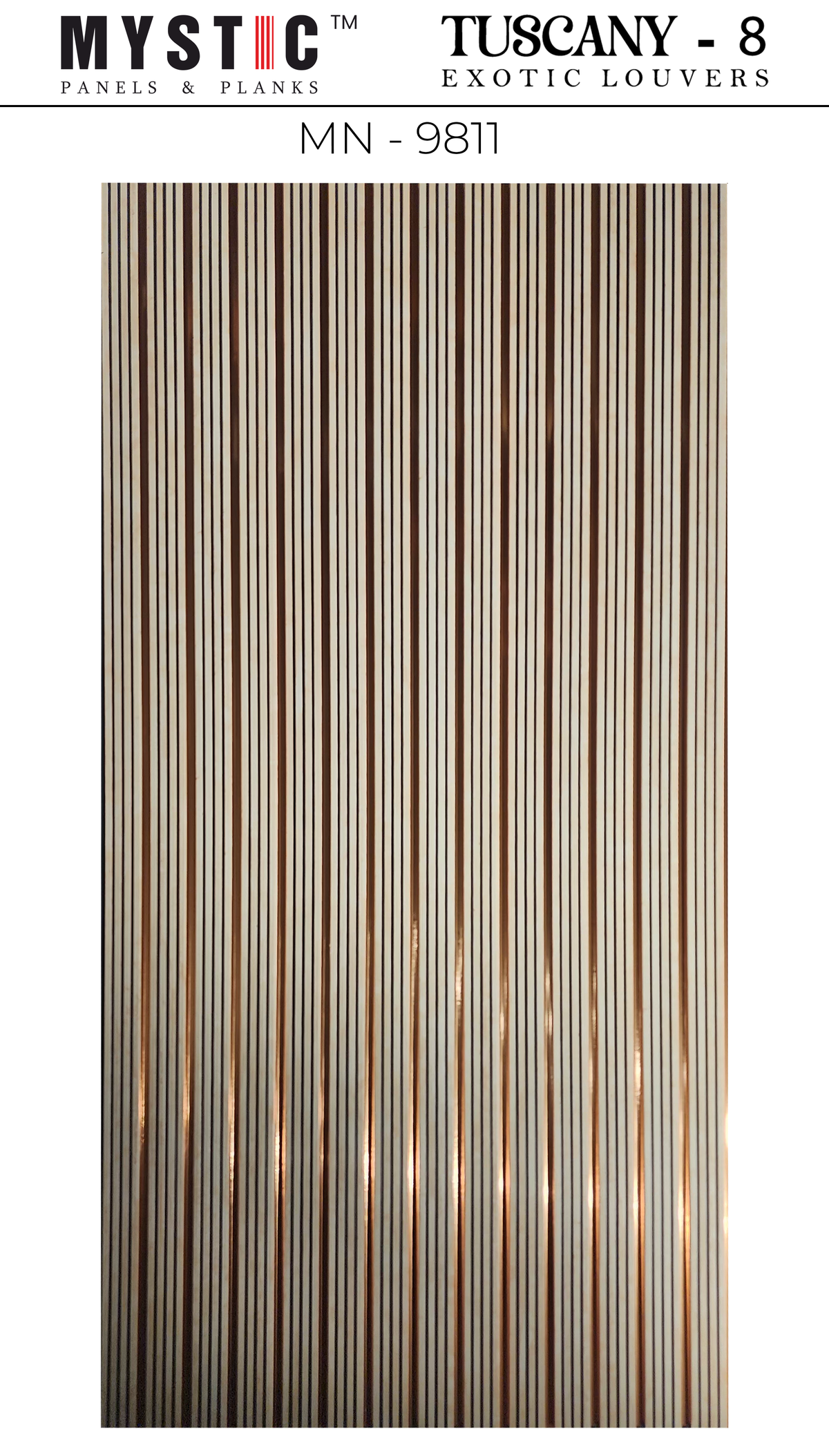 Cream stone-print louver with copper strips, MN-9811