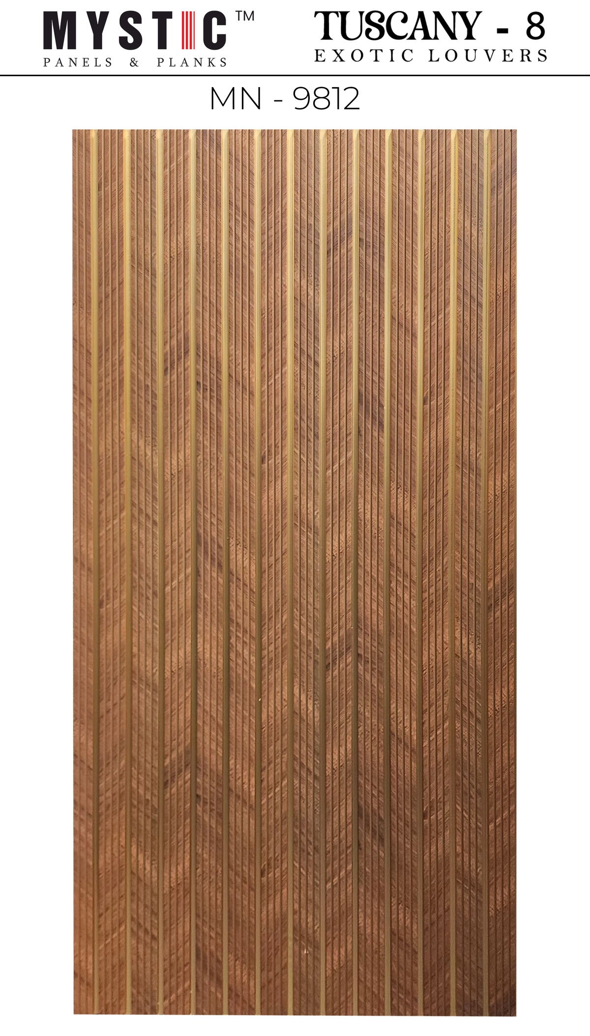 Brown chevron wood-grain louver with gold strips, MN-9812