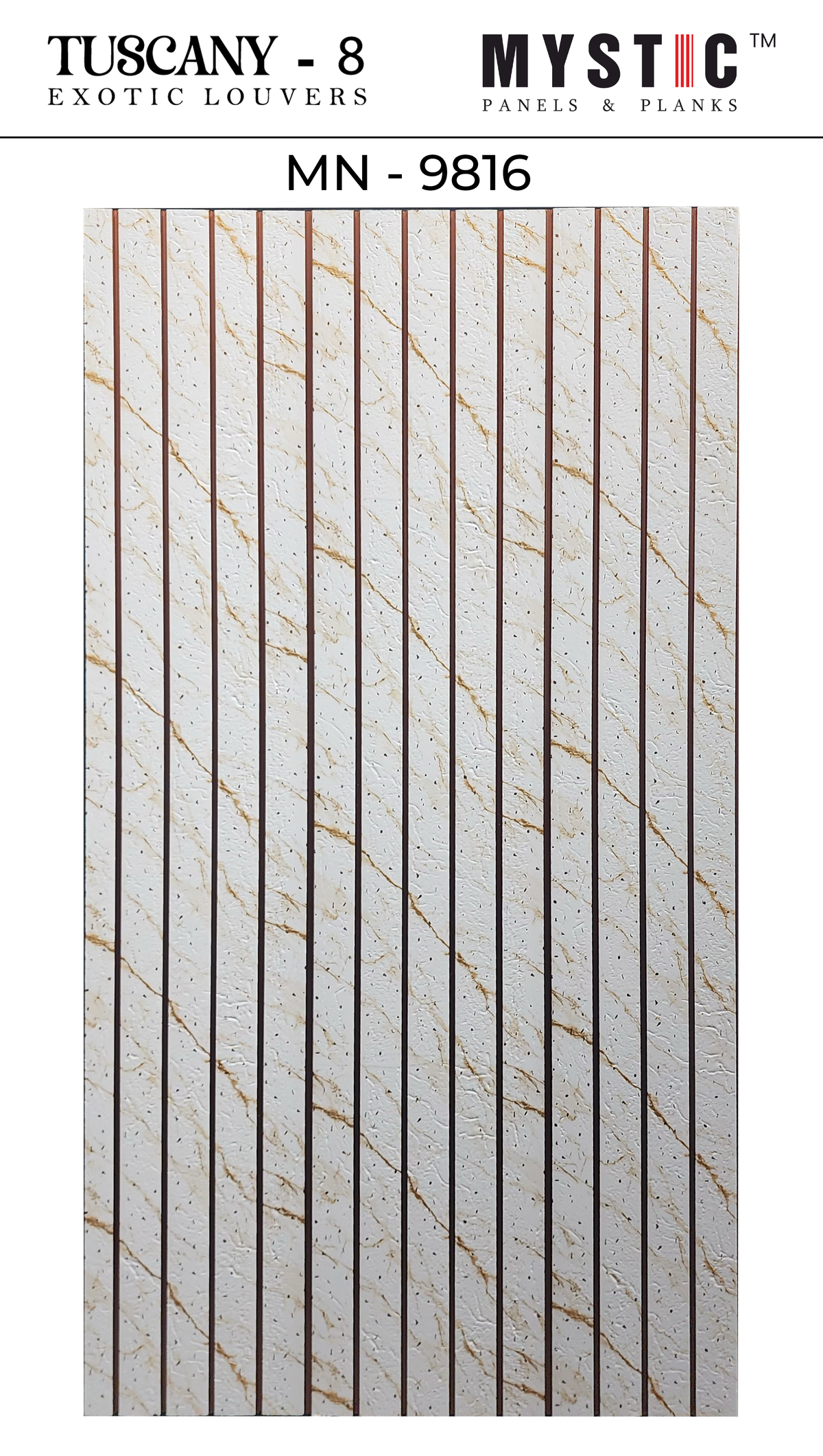 White marble louver with gold veins and copper strips, Mystic MN-9816
