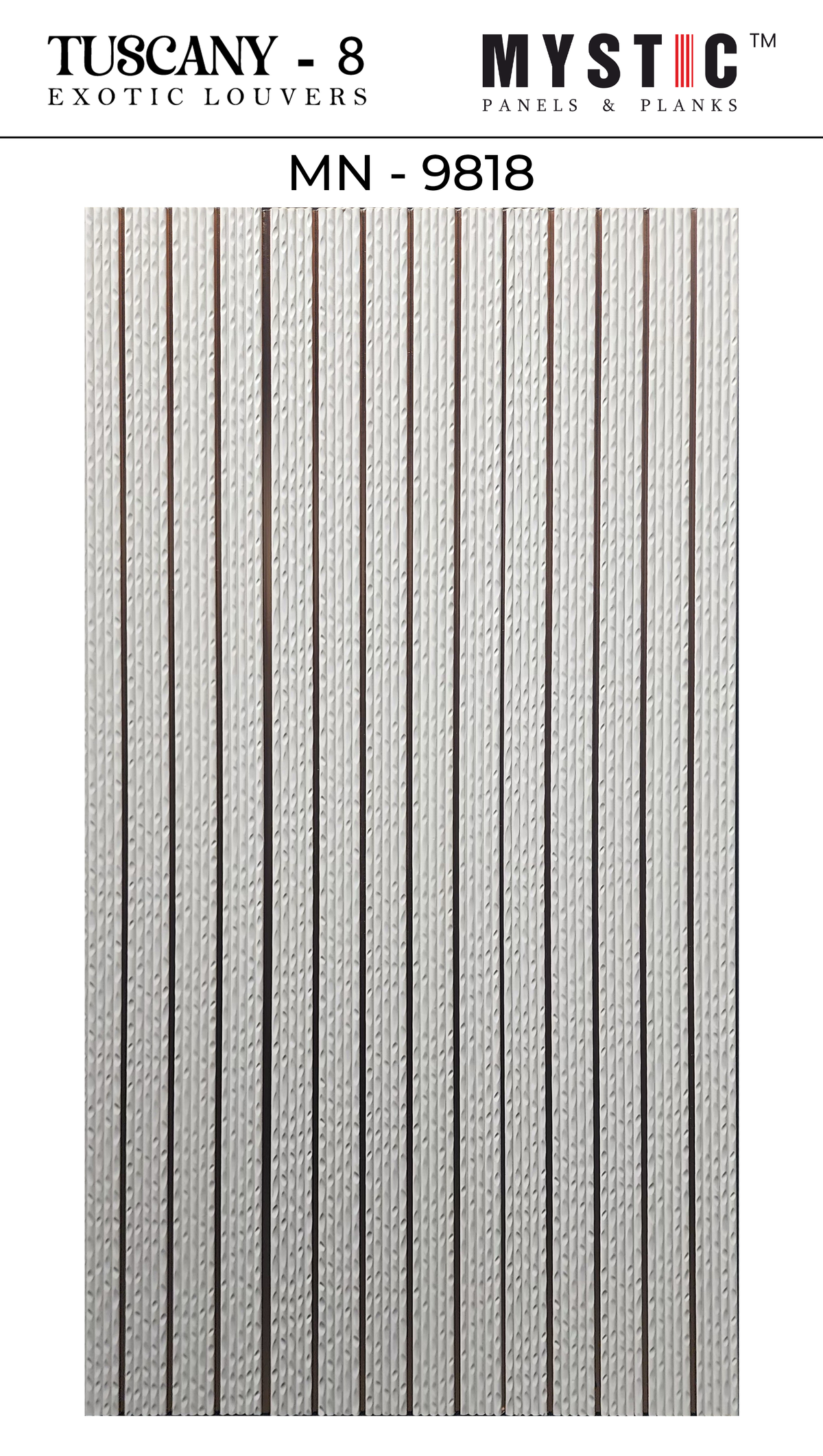 White hammered fluted louver with copper strips, Mystic MN-9818