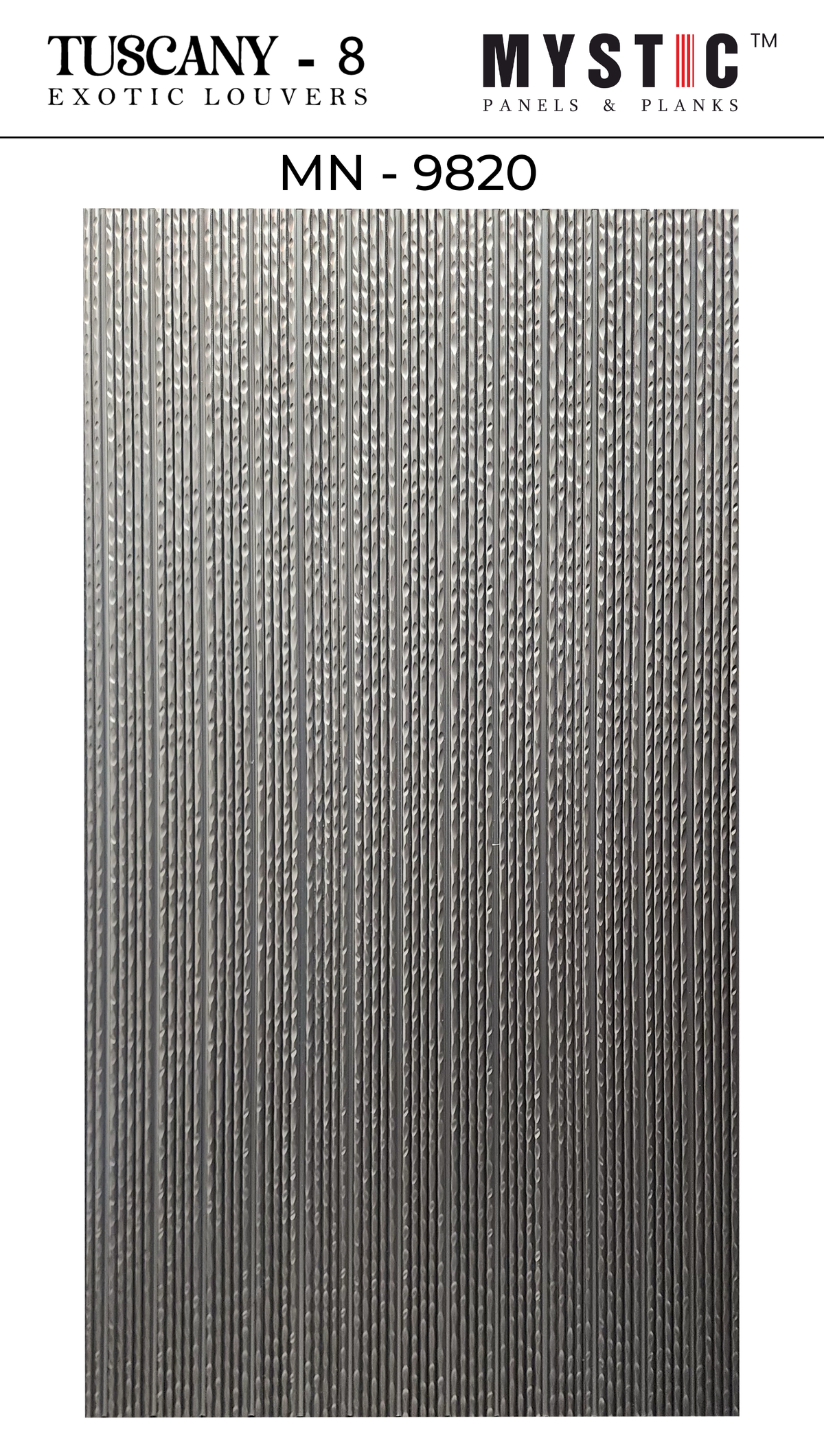 Silver-grey metallic hammered fluted louver, Mystic MN-9820