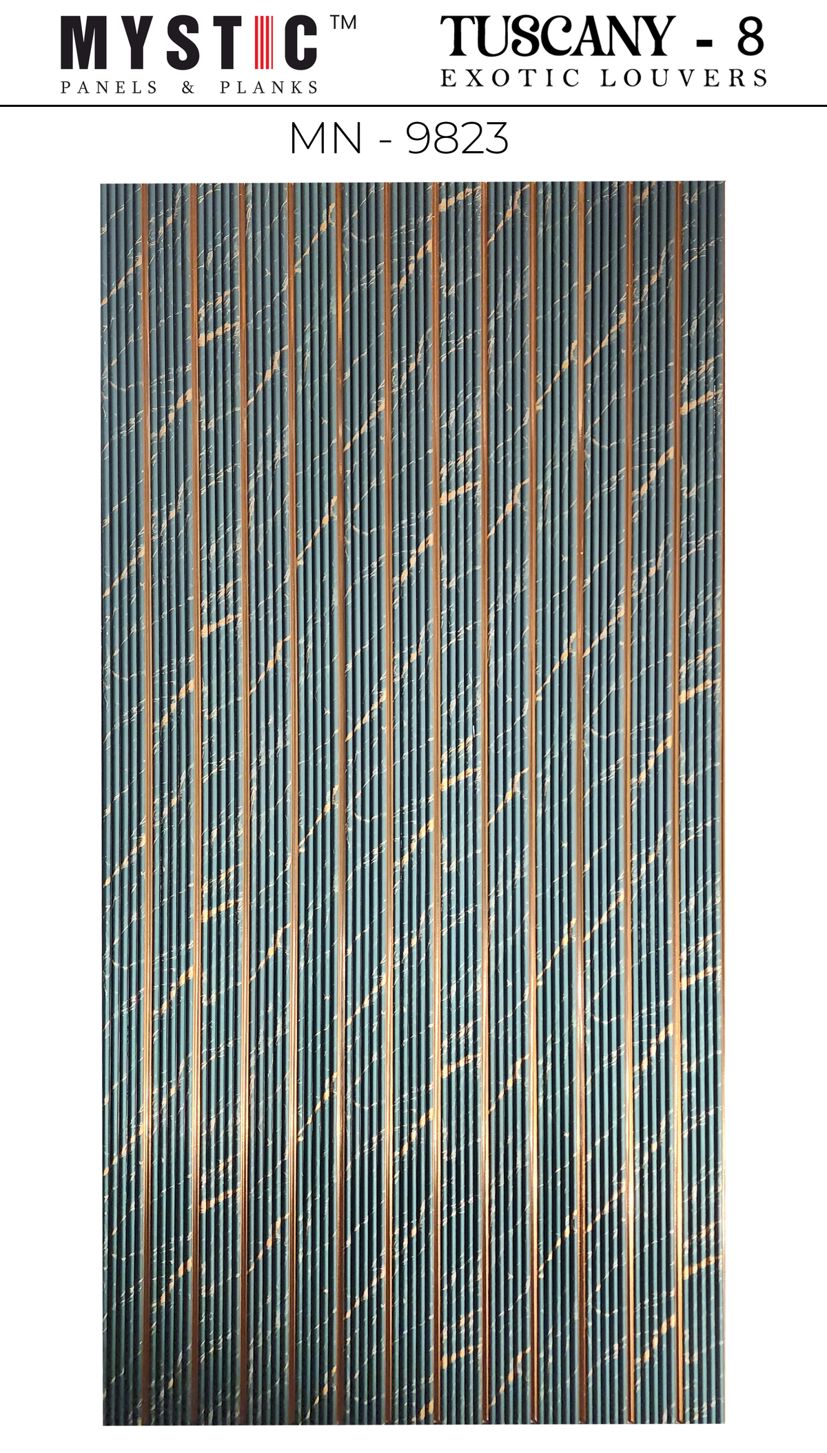 Green marble fluted louver with gold veins and strips, Mystic MN-9823