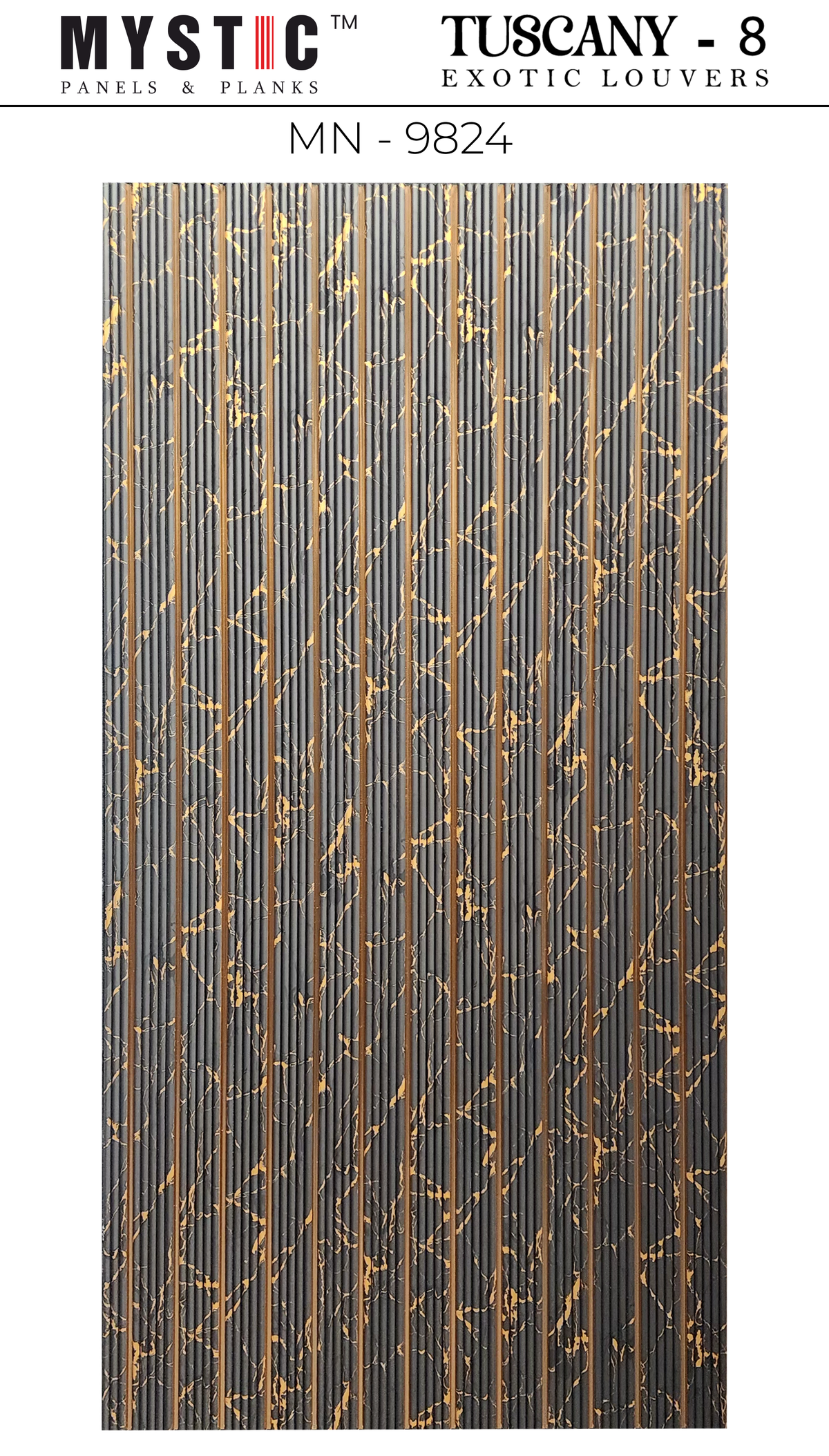 Black marble fluted louver with gold veins, Mystic MN-9824