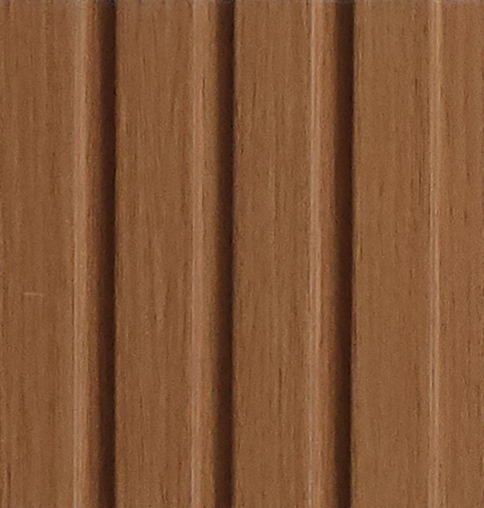 Honey brown teak wood-grain fluted louver panel MN-10114