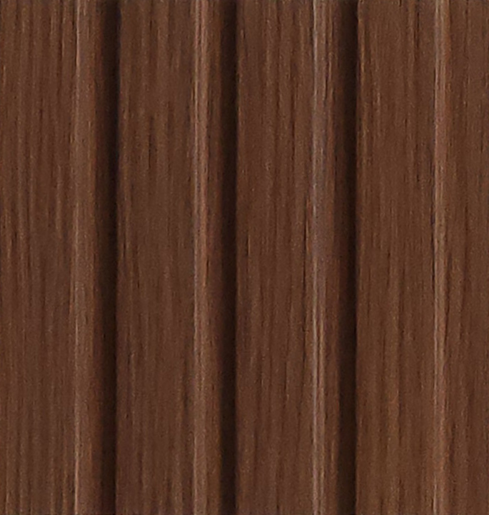 Medium brown wood-grain fluted louver panel MN-10151