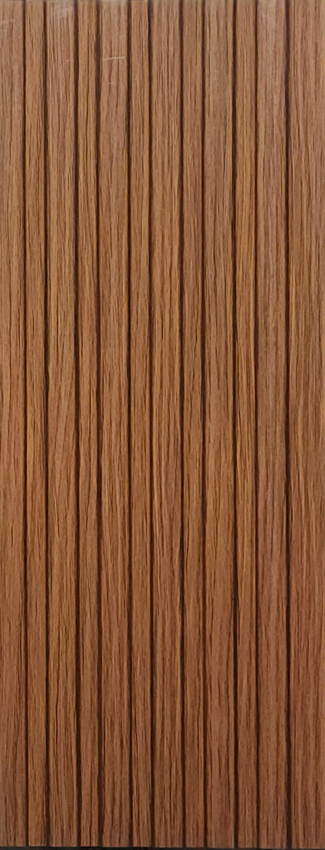 Medium brown oak wood-grain fluted louver, MN-10167
