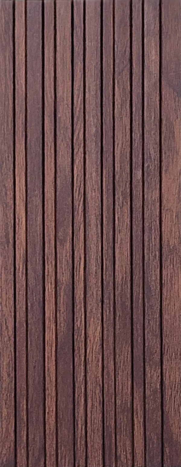 Reddish-brown wood-grain fluted louver panel MN-10168