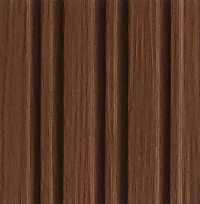 Medium brown wood-grain fluted louver panel MN-10171