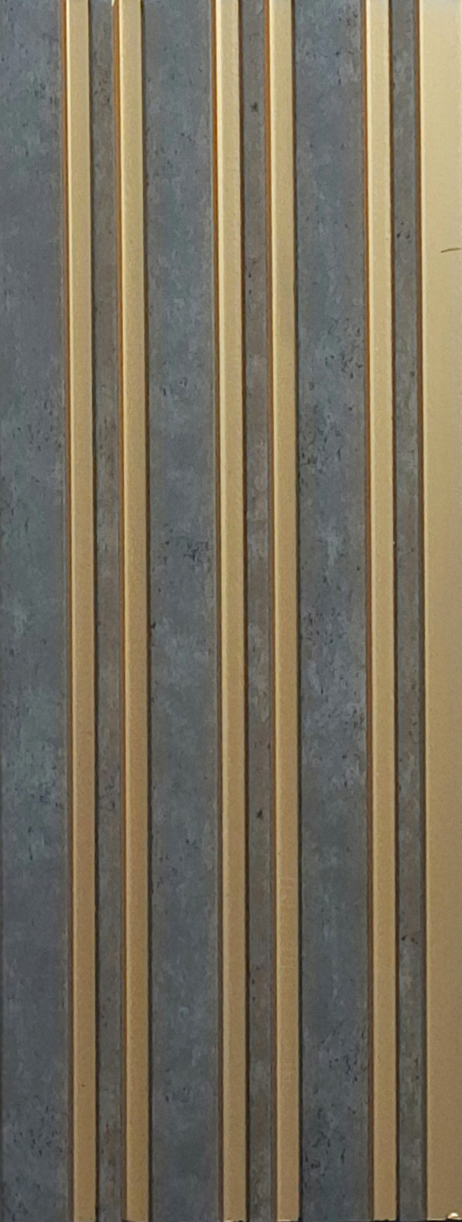 Grey concrete-look louver with gold strips MN-10179