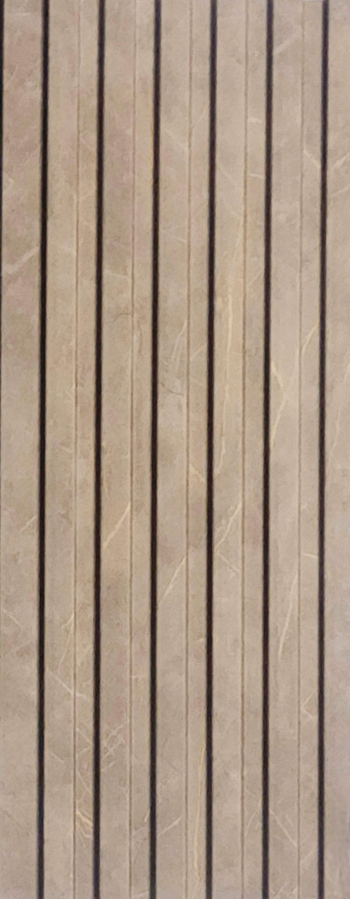 Taupe beige stone fluted louver with gold veins, Mystic Valcon MN-10617
