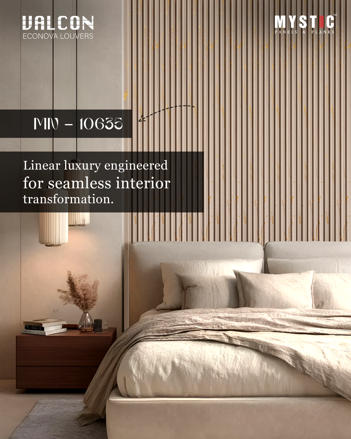 Taupe marble fluted louver with gold veins MN-10635