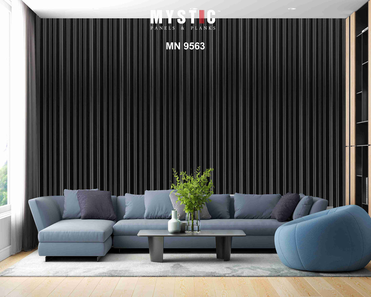 Black glossy fluted louver, Walluxe MN-9563