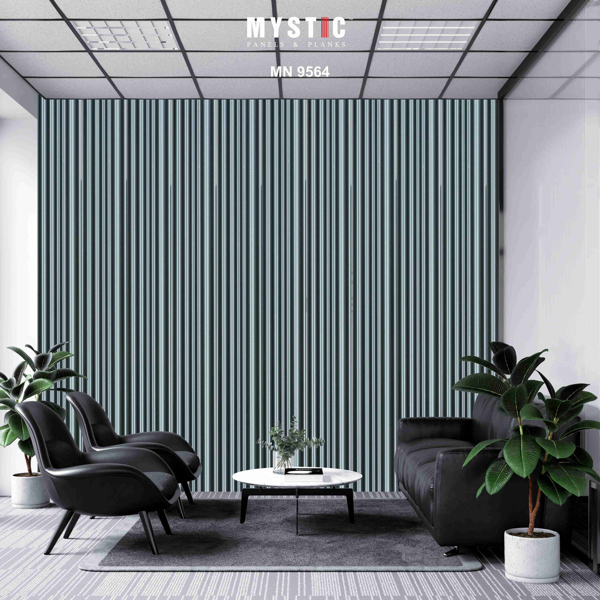 Slate grey fluted louver, Walluxe MN-9564