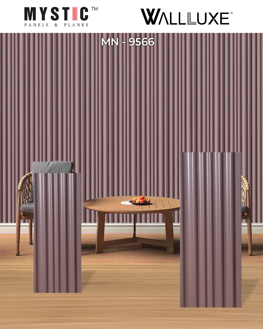 Mauve pink fluted louver, Walluxe MN-9566