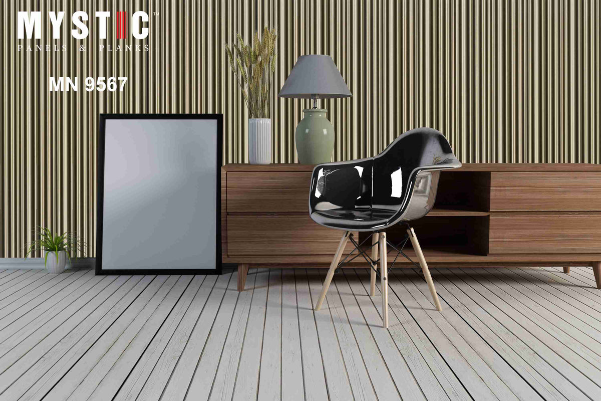 Gold metallic fluted louver, Walluxe MN-9567