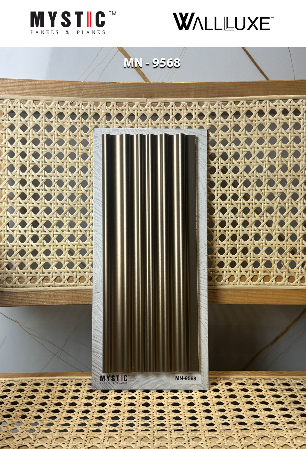 Champagne bronze metallic fluted louver, Walluxe MN-9568
