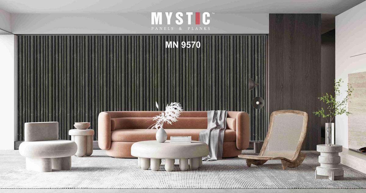 Black marble fluted louver sample, Walluxe MN-9570