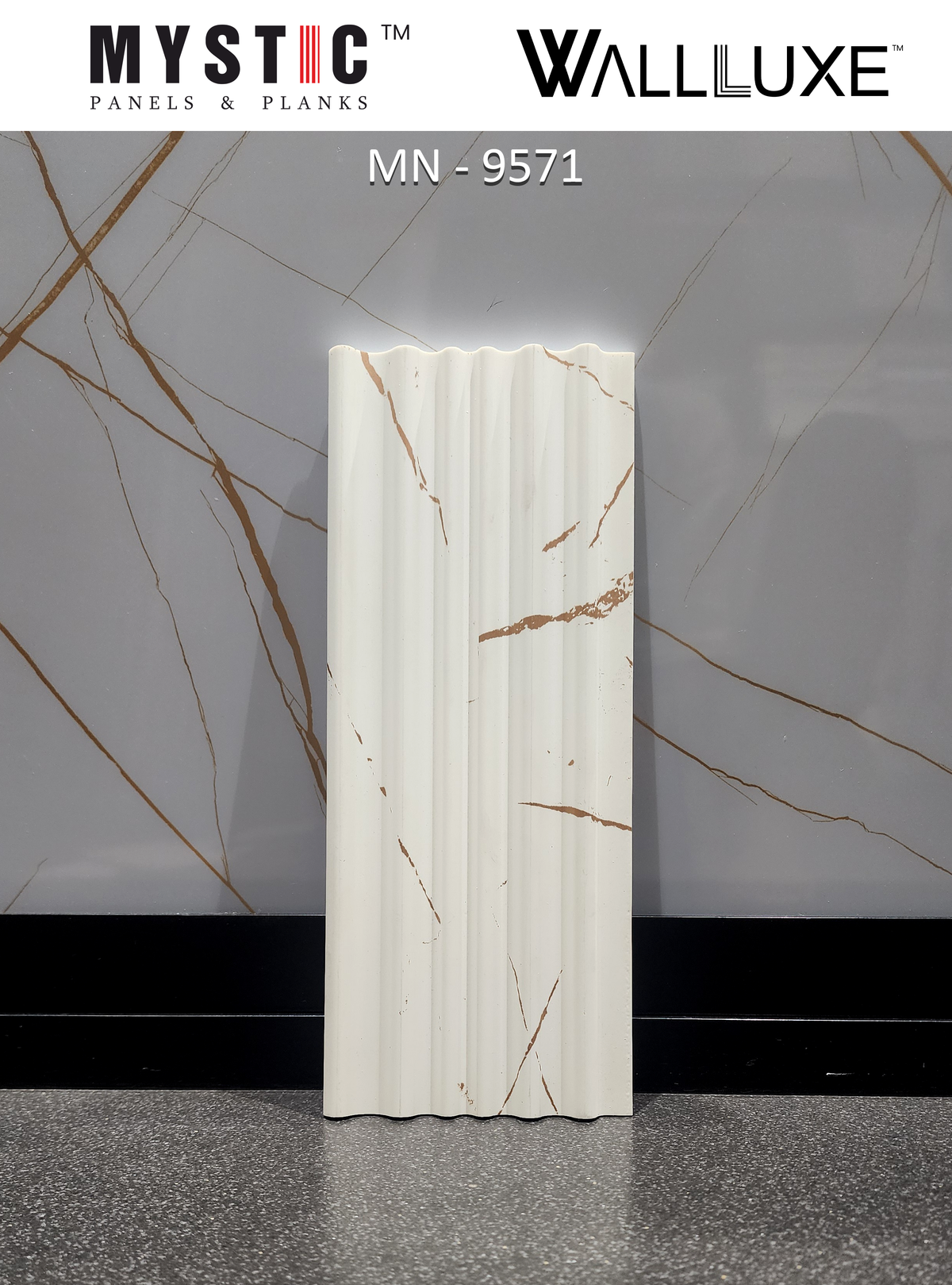 White and gold marble fluted louver, Walluxe MN-9571