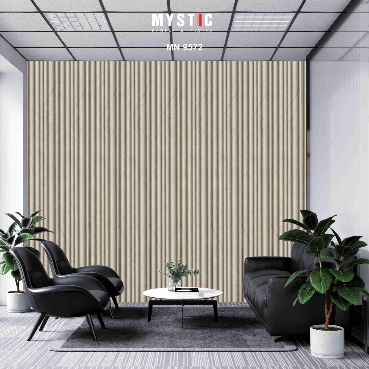 Light grey stone fluted louver, Walluxe MN-9572
