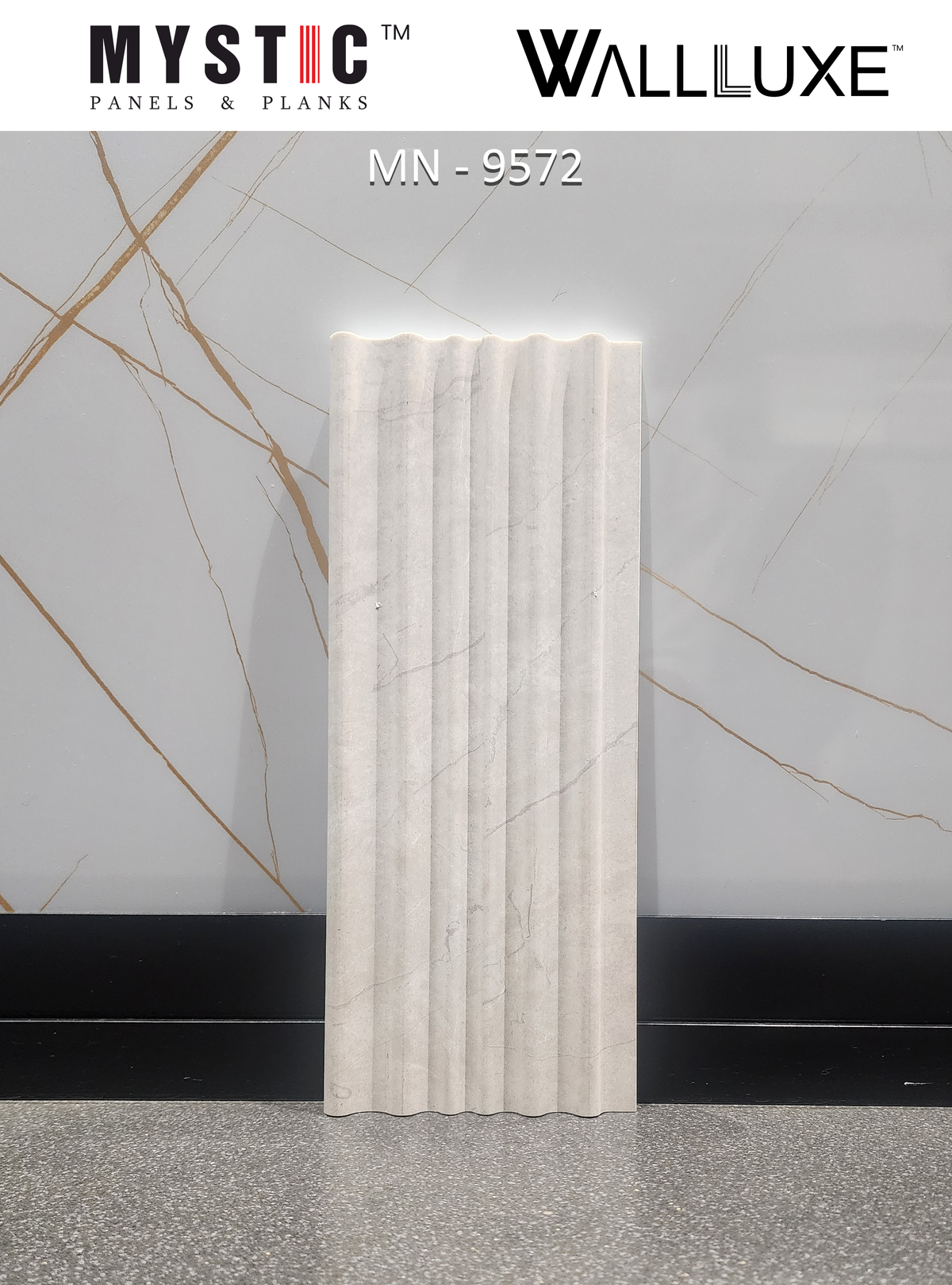 Light grey stone fluted louver, Walluxe MN-9572