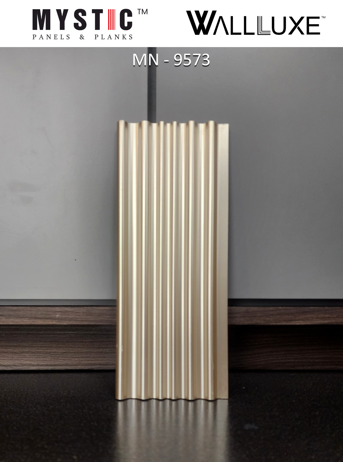Champagne gold metallic fluted louver, Walluxe MN-9573