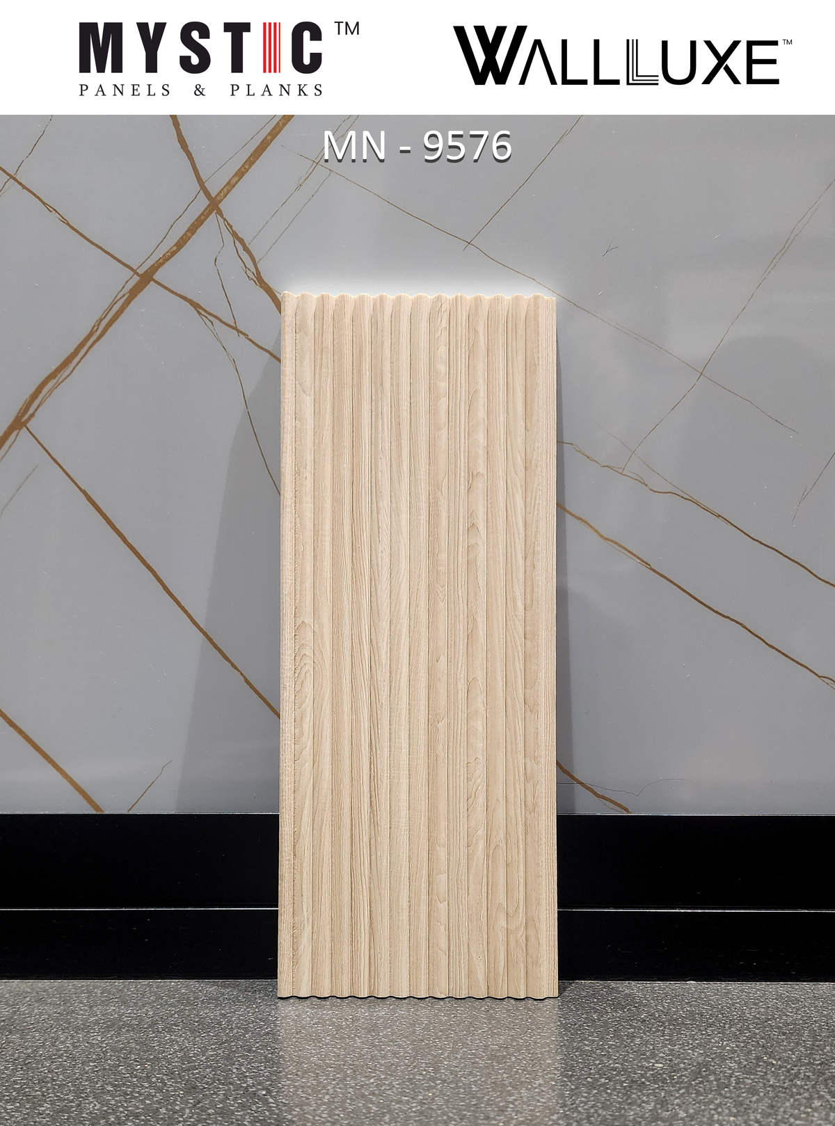 Light beige wood fluted louver, Walluxe MN-9576