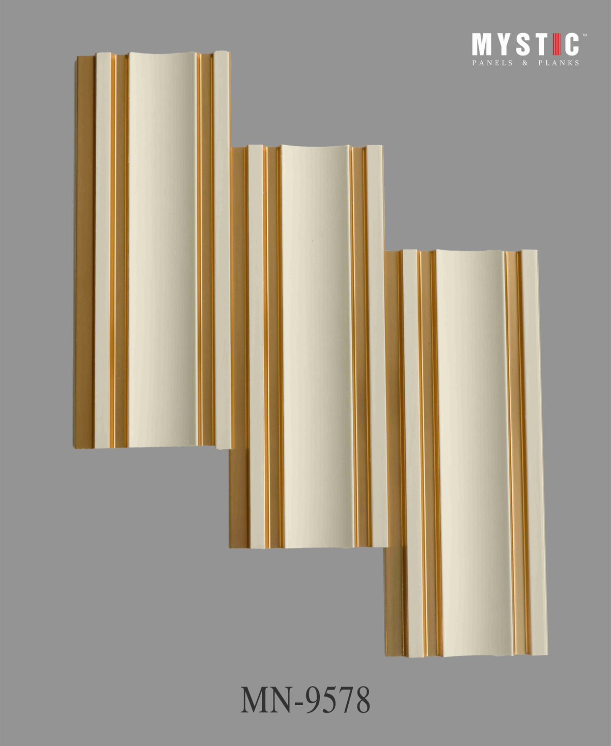 Cream louver with gold metallic grooves, Mystic Walluxe MN-9578