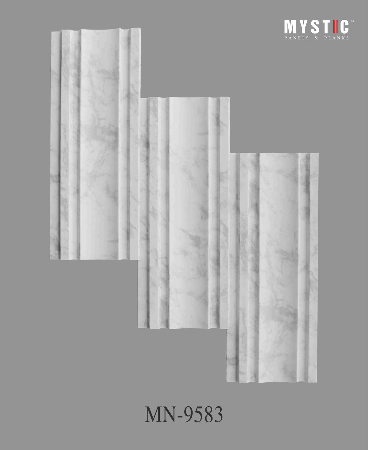 Mystic Walluxe white marble & stone fluted louver wall panel MN 9583