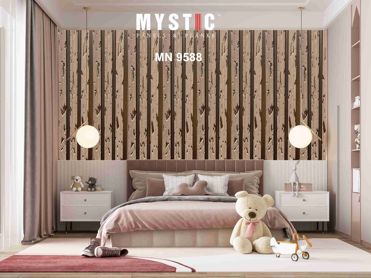 Light brown wood louver with gold patches, MN-9588