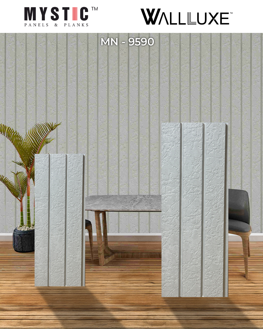 Mystic Walluxe grey marble & stone fluted louver wall panel MN 9590