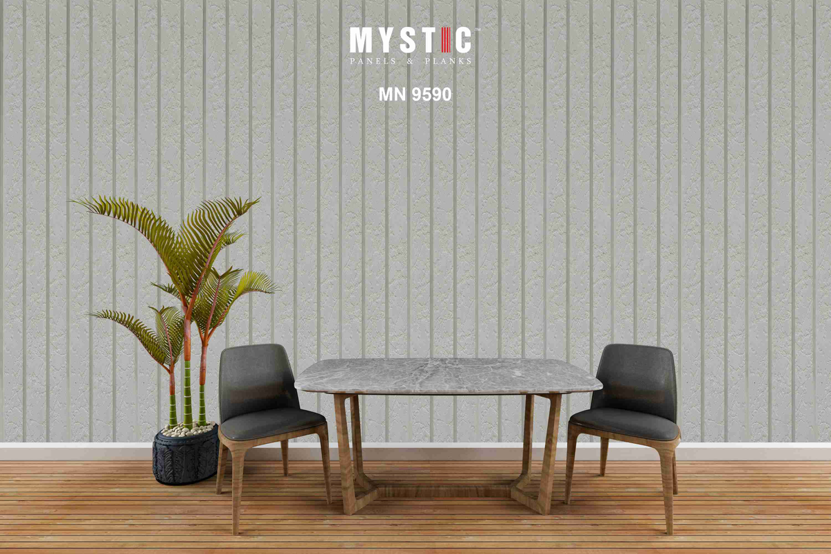 Mystic Walluxe grey marble & stone fluted louver wall panel MN 9590