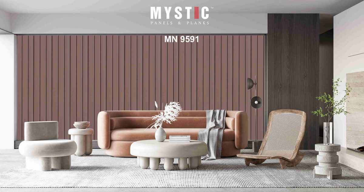 Dusty pink matte fluted louver, Mystic Walluxe MN-9591