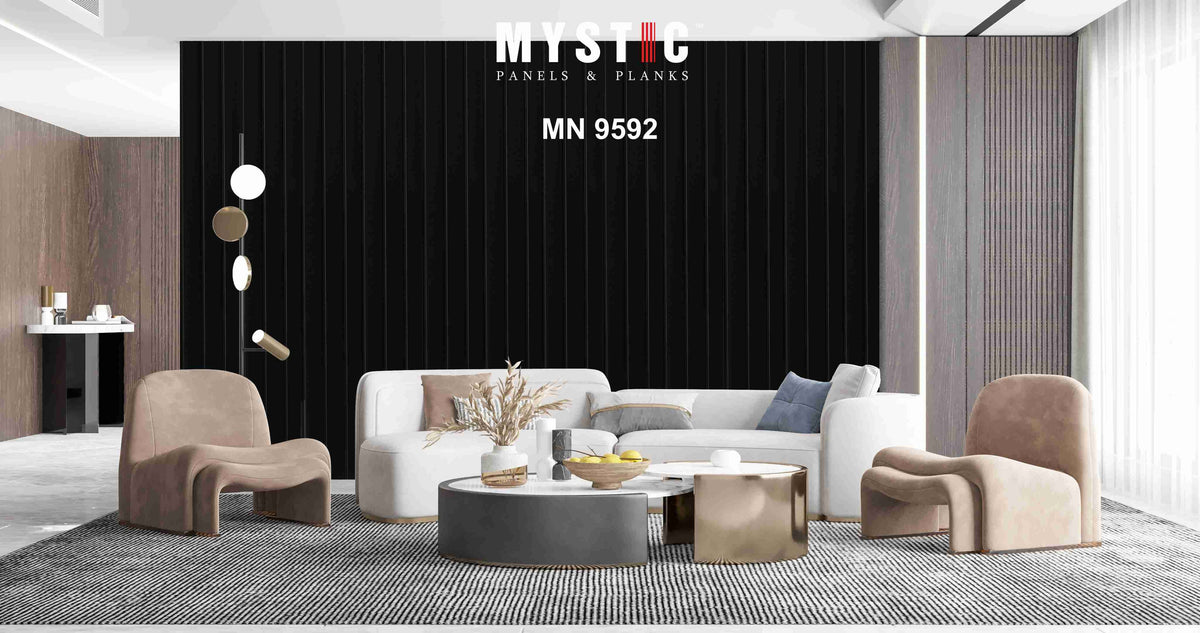 Glossy black fluted louver, Mystic Walluxe MN-9592