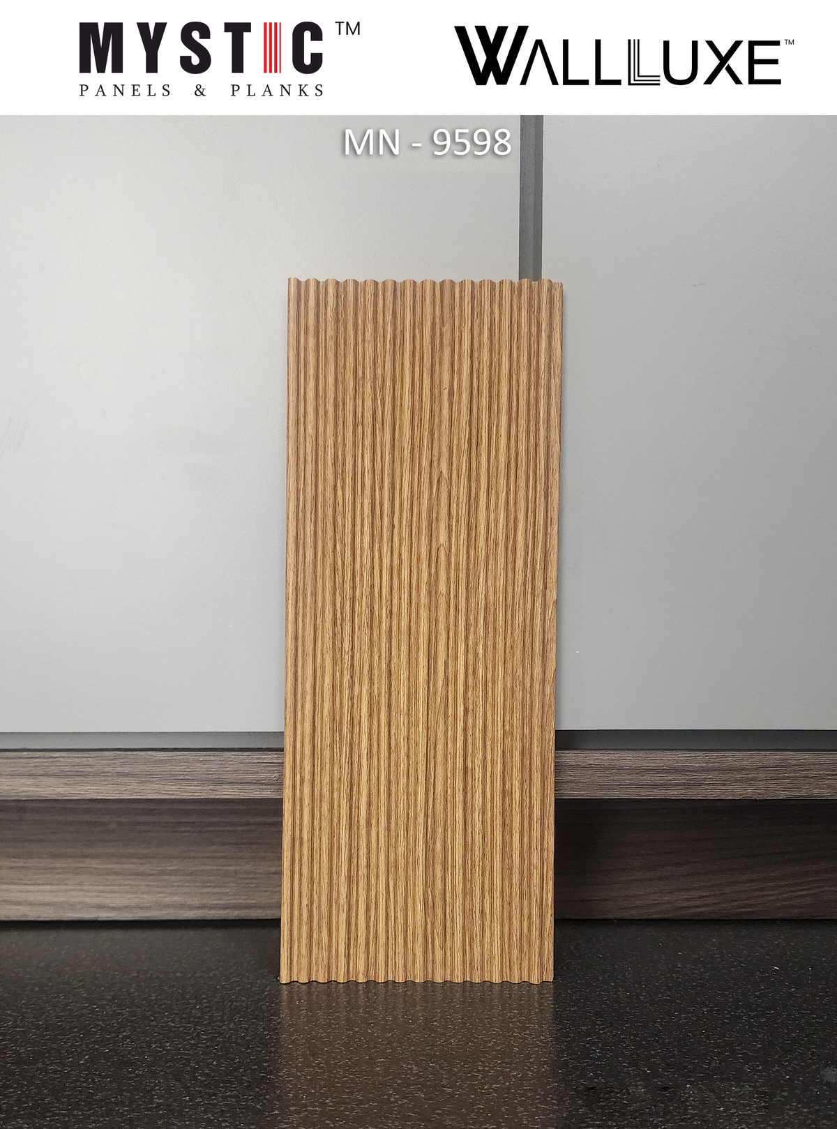 Honey oak wood-grain fluted louver panel, MN-9598