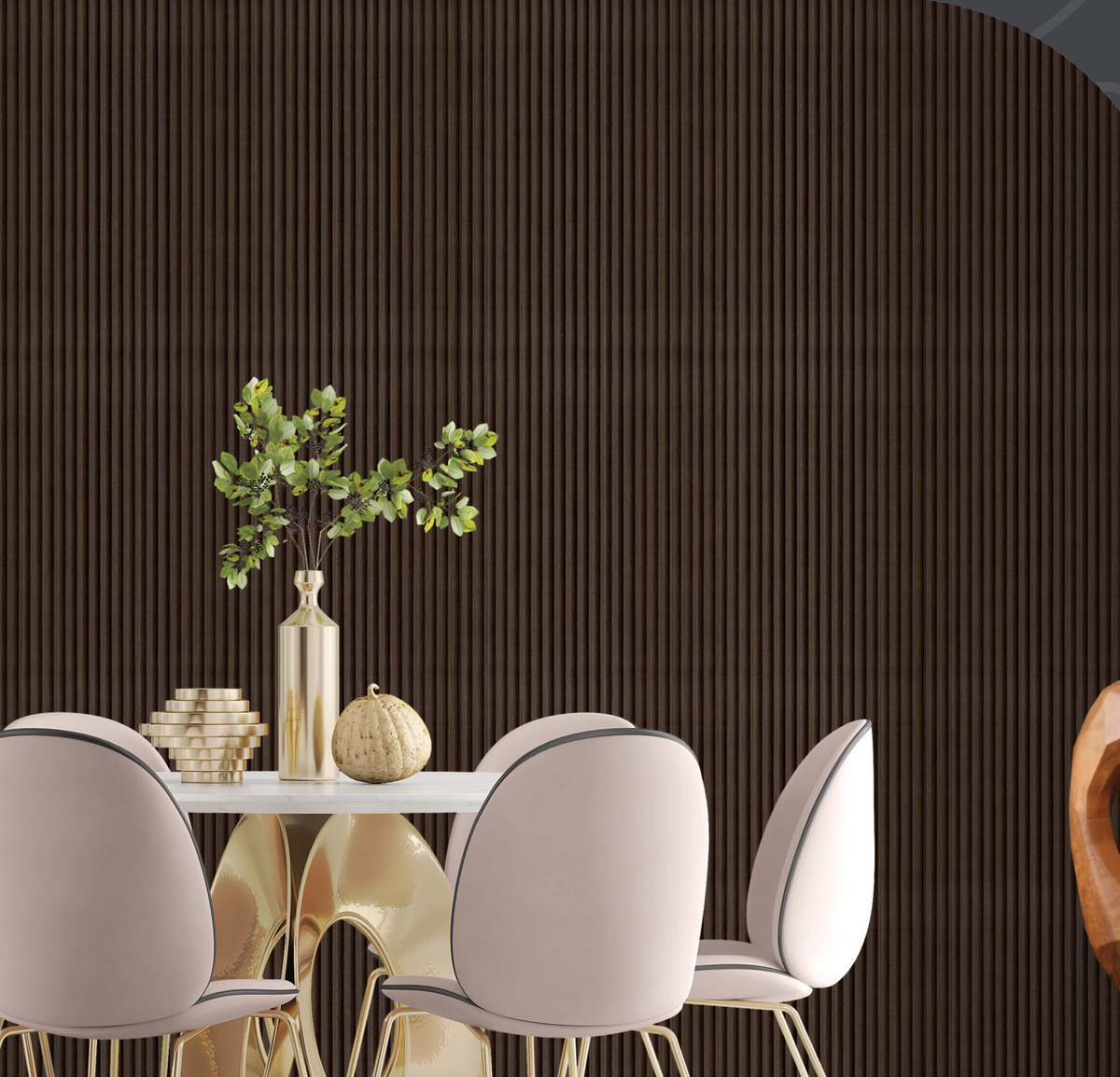 Mystic Woodique fluted wood-grain louver panel 91224, brown