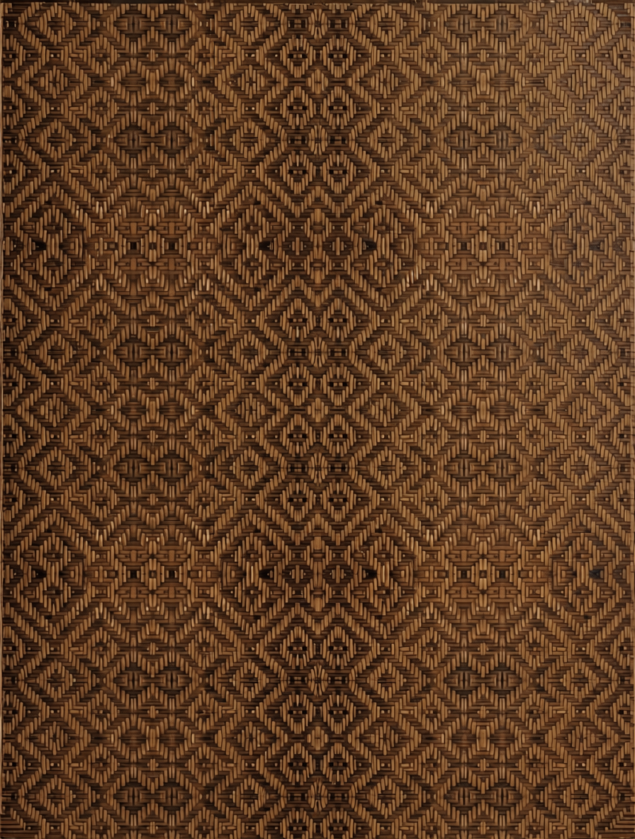Brown laminate with textured cane pattern and diamond-shaped woven design.