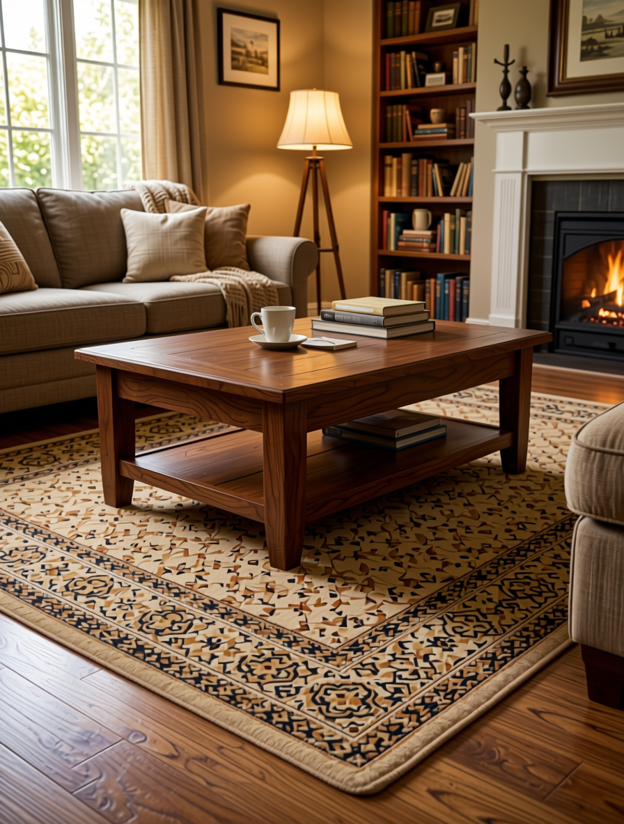 Brown laminate with textured cane pattern and diamond-shaped weave design.