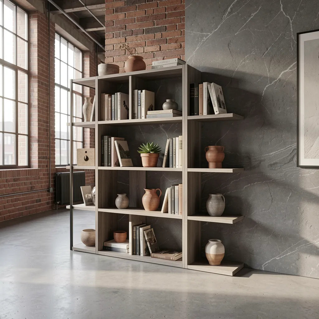 Grey laminate with various marble and stone textures and patterns.