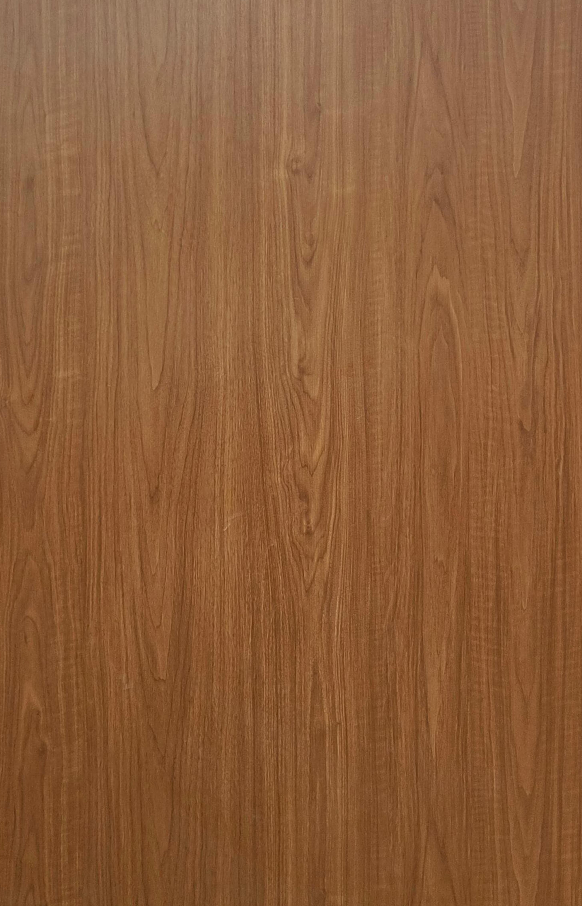 Brown laminate with textured wood grain pattern and vertical grain direction.