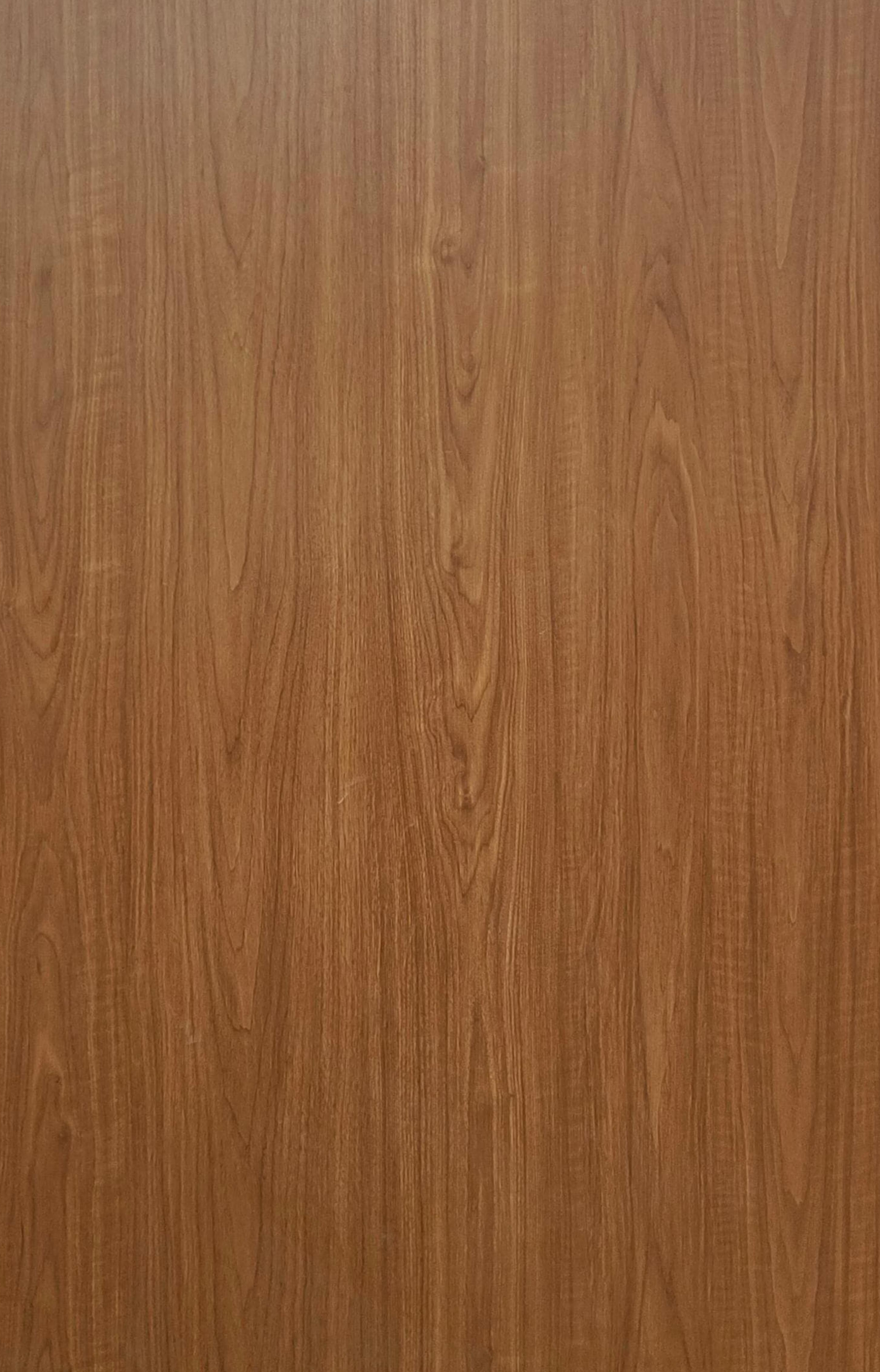 Brown laminate with textured wood grain pattern and vertical grain direction.