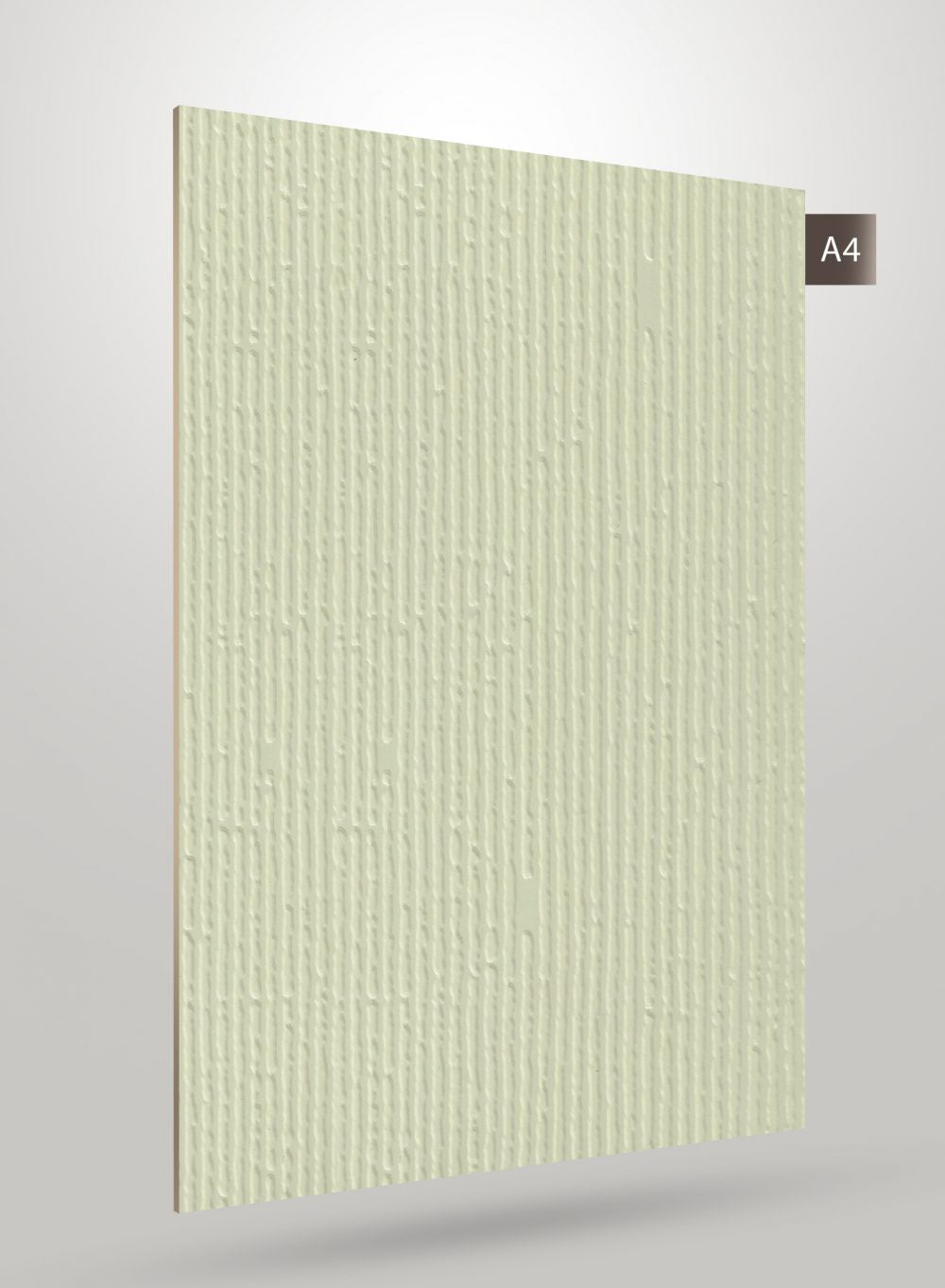 Green fluted laminate with matte finish and textured vertical pattern, showcasing subtle ridges and embossed details.
