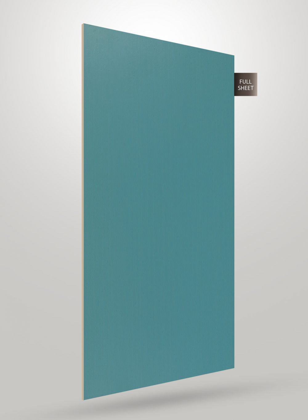 Blue decorative laminate sheet with matte finish and fluted pattern, showing full sheet view with subtle texture.