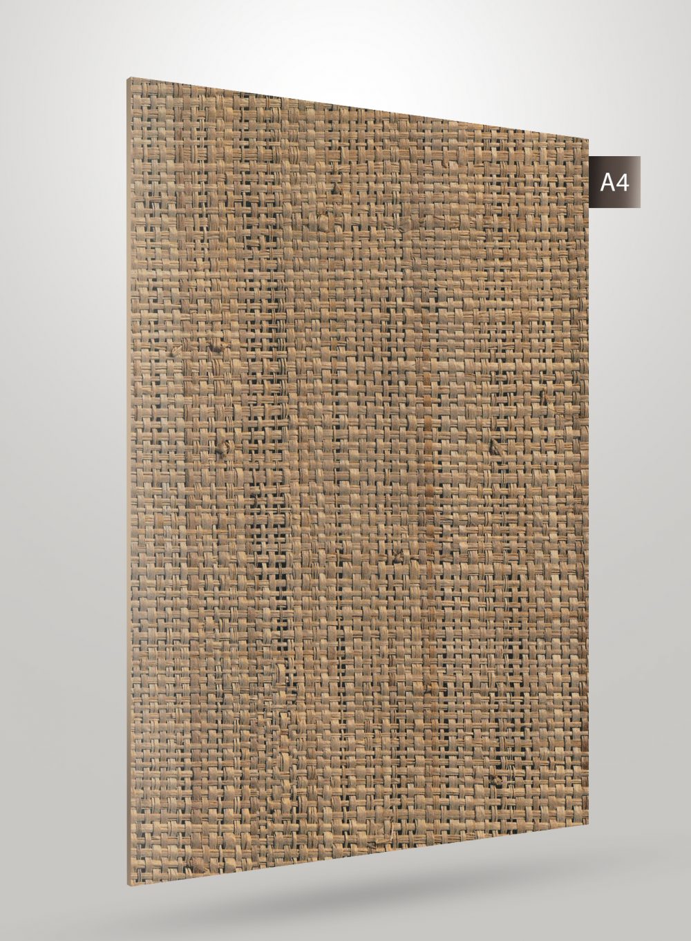 Beige woven patterned laminate with matte finish and textured surface, showcasing a detailed fabric-like design.