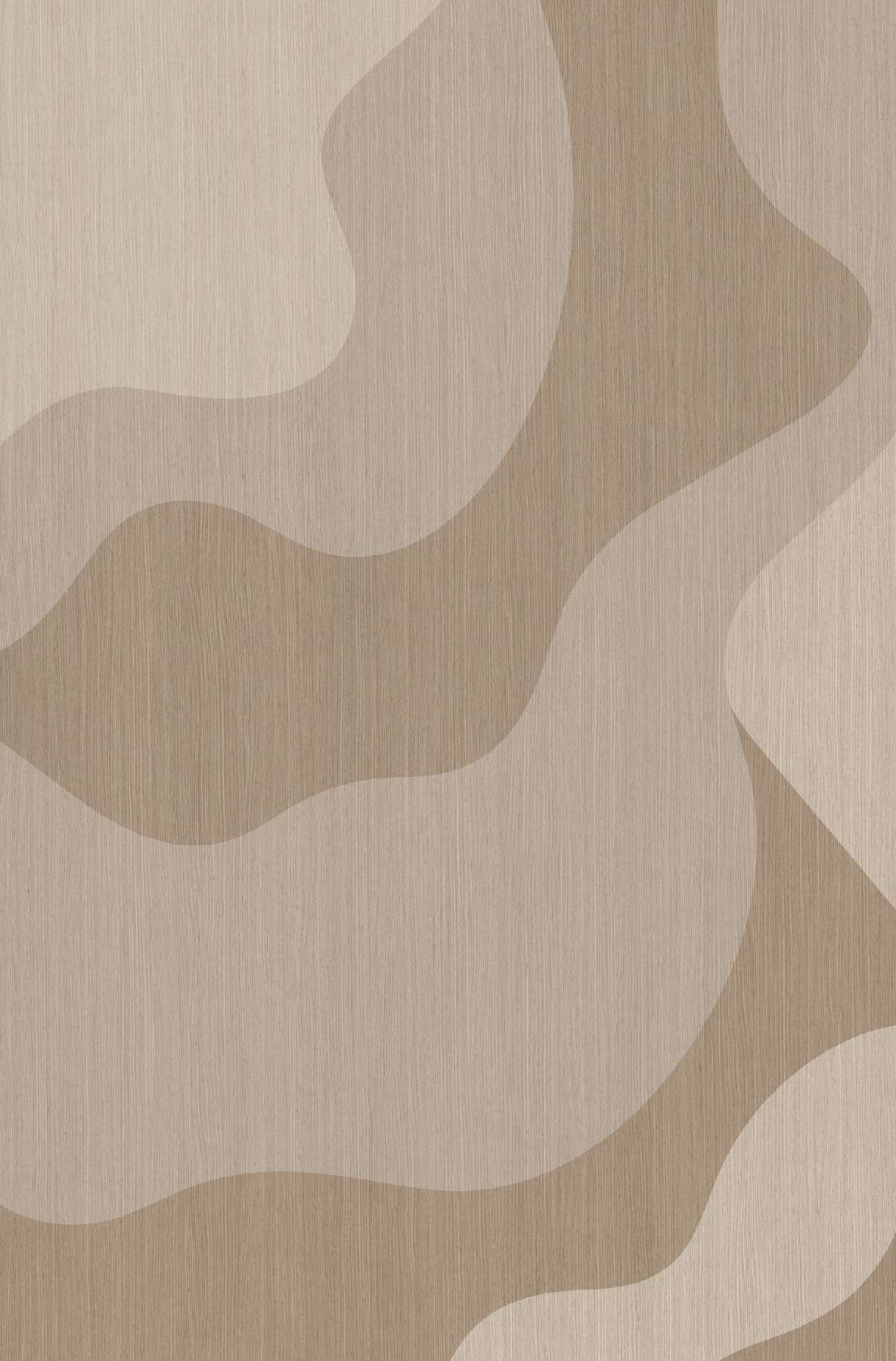 Cream and beige laminate with large organic wave shapes over a subtle wood-grain texture.